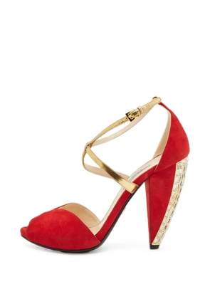 Prada Pre-Owned crystal-embellished ankle-strap sandals - Red