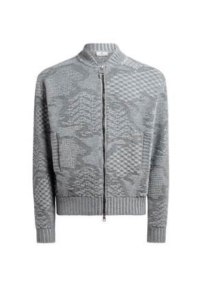 ETRO knit wool-blend bomber jacket with motif - Grey