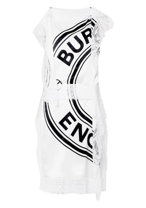 Burberry lace-detail logo midi-dress - White