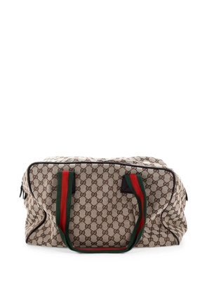 Gucci Pre-Owned Web Strap Side Snap Carry On Duffle Bag GG Canvas Large travel bag - Brown