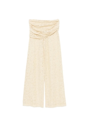 De La Vali Rocio floral-lace trousers - Yellow