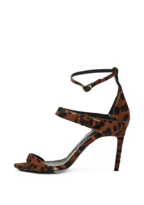 Oscar de la Renta Pre-Owned leopard-print ankle-strap sandals - Brown
