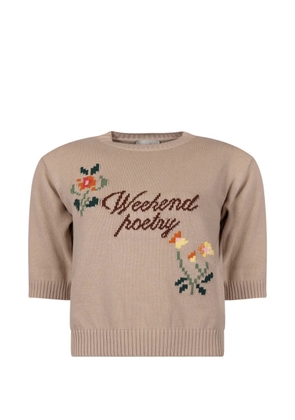 Weekend Max Mara floral-intarsia short-sleeve sweater - Neutrals