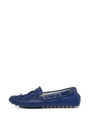 Christian Dior Pre-Owned floral-appliqué leather loafers - Blue