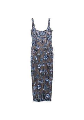 Rachel Gilbert Pierre embellished floral-appliqué midi dress - Blue