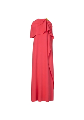 Oscar de la Renta Hibiscus brooch georgette caftan - Pink