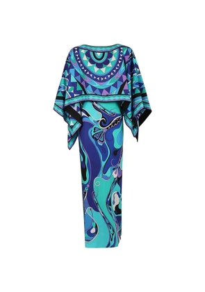 PUCCI geometric-print cape-overlay maxi dress - Blue