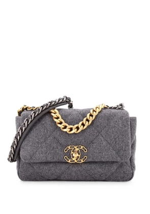 CHANEL Pre-Owned 19 Flap Bag Quilted Wool Medium shoulder bag - Grey
