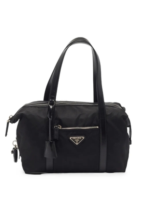 Prada Pre-Owned leather-trim shoulder bag - Black
