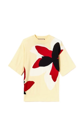 Plan C flower-intarsia crew-neck T-shirt - Yellow