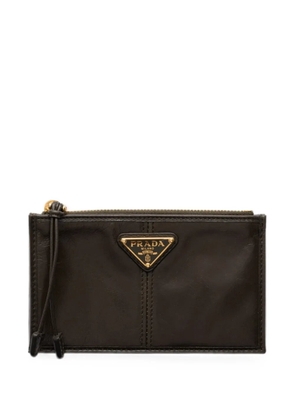 Prada leather card holder with zipper - Green