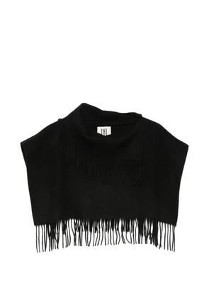 By Malene Birger fringe-trimmed embroidered-logo scarf - Black