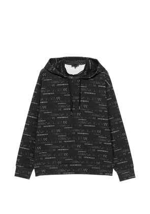 Emporio Armani logo-pattern drawstring hoodie - Black