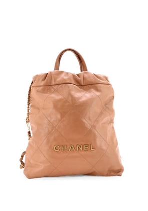 CHANEL Pre-Owned 22 Chain Quilted Calfskin Medium backpack - Neutrals