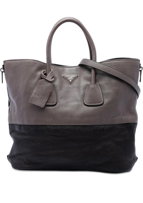 Prada Pre-Owned 2013-2026 Bicolor Cervo Deerskin Side Zip Convertible Tote satchel - Grey