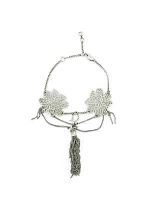 Christian Dior Pre-Owned floral-motif crystal-embellished bracelet - Silver