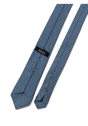 Zegna geometric-print silk tie - Blue