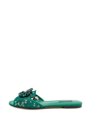 Dolce & Gabbana Pre-Owned Bianca lace flat sandals - Green