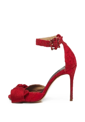 Carolina Herrera Vintage bow-detail lace sandals - Red