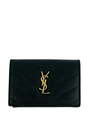 Saint Laurent Pre-Owned 2013-2026 Grain de Poudre Monogram Trifold Wallet small wallets - Black