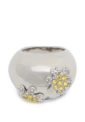 Marni yellow-rhinestone daisy ring - Silver