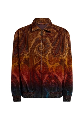 ETRO cotton corduroy jacket with placed degradé Paisley print - Brown