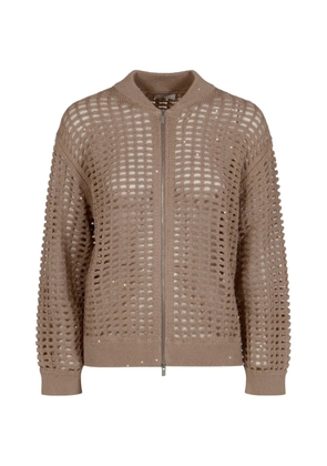 Peserico zip-up open-knit cardigan - Neutrals