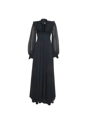424 ruffle-trim lace-panel maxi dress - Blue
