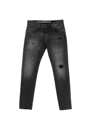 Emporio Armani distressed paint-splatter jeans - Grey