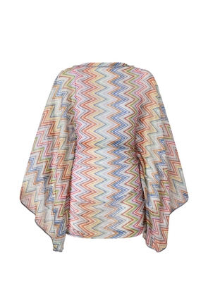 Missoni Zigzag-knit cape-sleeve beach dress - White