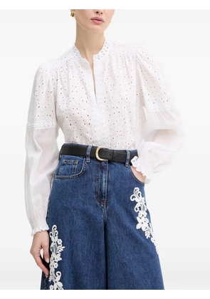 TWINSET broderie-anglaise lace-trim blouse - White