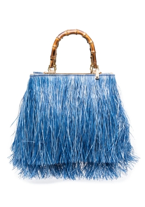 la milanesa Scicli fringed-raffia tote bag - Blue