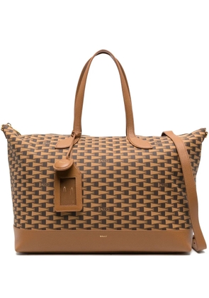 Bally large monogram-pattern tote bag - Brown