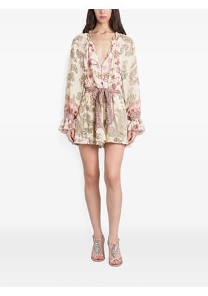 Hemant And Nandita paisley-print belted playsuit - Neutrals