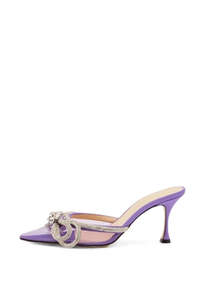 MACH & MACH Double Bow crystal-embellished heeled mules - Purple