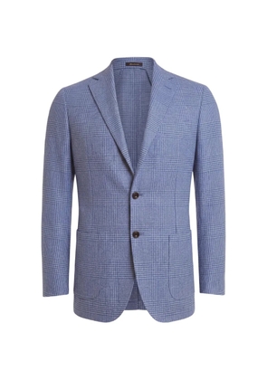 SARTORIO NAPOLI Prince of Wales single-breasted wool blazer - Blue