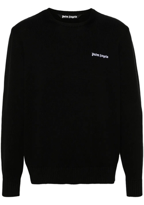 Palm Angels logo-embroidered cotton jumper - Black