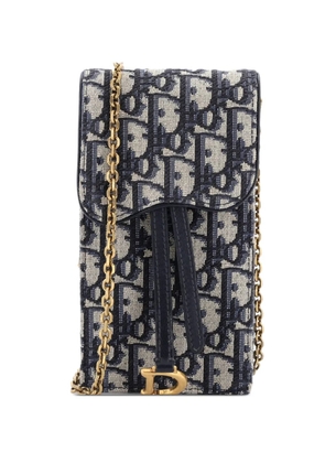 Christian Dior Pre-Owned Vertical Saddle Chain Pouch Oblique Canvas clutch bag - Blue