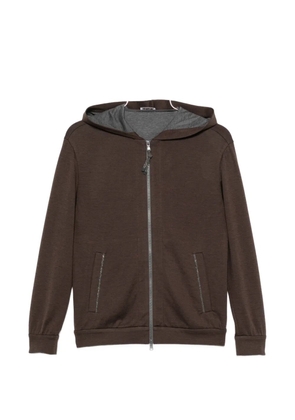 Brunello Cucinelli zip-fastening long-sleeve hoodie - Brown