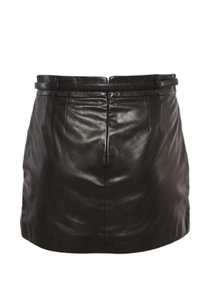 Gucci Pre-Owned belted leather mini skirt - Black