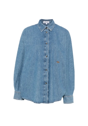LOEWE Anagram-embroidered denim shirt - Silver