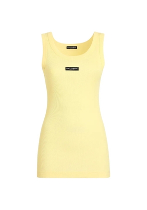 Dolce & Gabbana ribbed jersey tank top with logo - Yellow