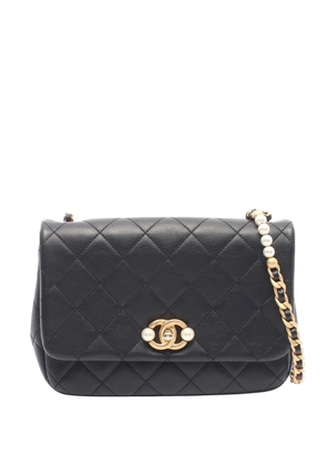 CHANEL Pre-Owned 2021-2026 Mini Glazed Calfskin Pearl Side Flap crossbody bag - Black