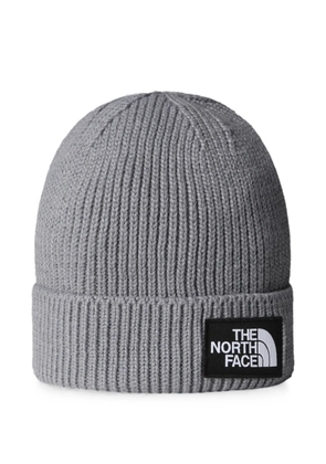 The North Face logo-patch ribbed-knit beanie hat - Grey