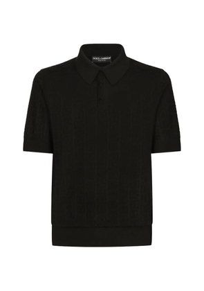 Dolce & Gabbana silk jacquard polo shirt with DG logo - Black