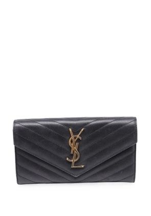 Saint Laurent Pre-Owned large Cassandre quilted flap wallet - Black