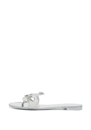 Giuseppe Zanotti Vintage Turchesite crystal-embellished flat sandals - White