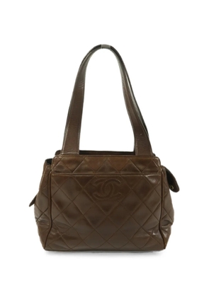 CHANEL Pre-Owned CC diamond-quilting tote bag - Brown
