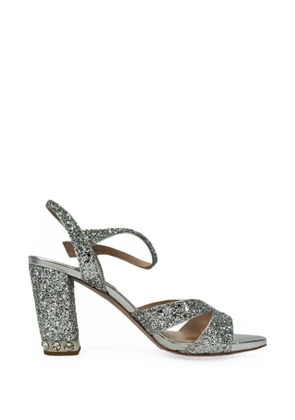 Miu Miu Pre-Owned Crystal-embellished leather sandals - Silver