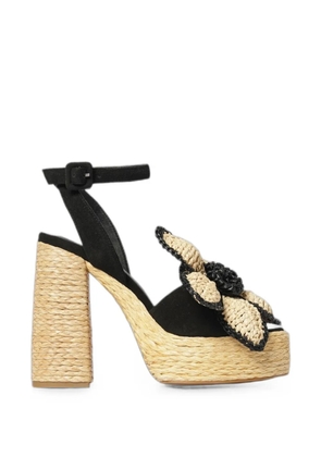Paloma Barceló flower-appliqué sandals - Black